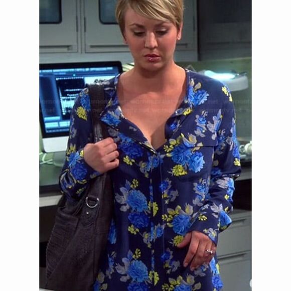 Equipment Women Lynn 100% silk button down Blouse Peacoat floral long sleeve LG - Picture 2 of 15